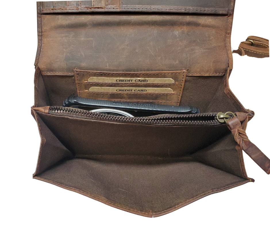 The Tiffany Crossbody Phone wallet is available at our Smyrna, TN shop not far from Nashville. This crossbody phone wallet has 2 accordion pockets, 1 zip pocket,6 additional card slots are placed in front of bag and is covered by flap with a magnetic catch. The inside flap has 5 card pockets and 1 window ID slot. Back of bag has half accordion zip pocket. Crossbody strap is detachable.
Bag size: 7.25” x 5”
4 internal card slots.
Choose from 4 colors