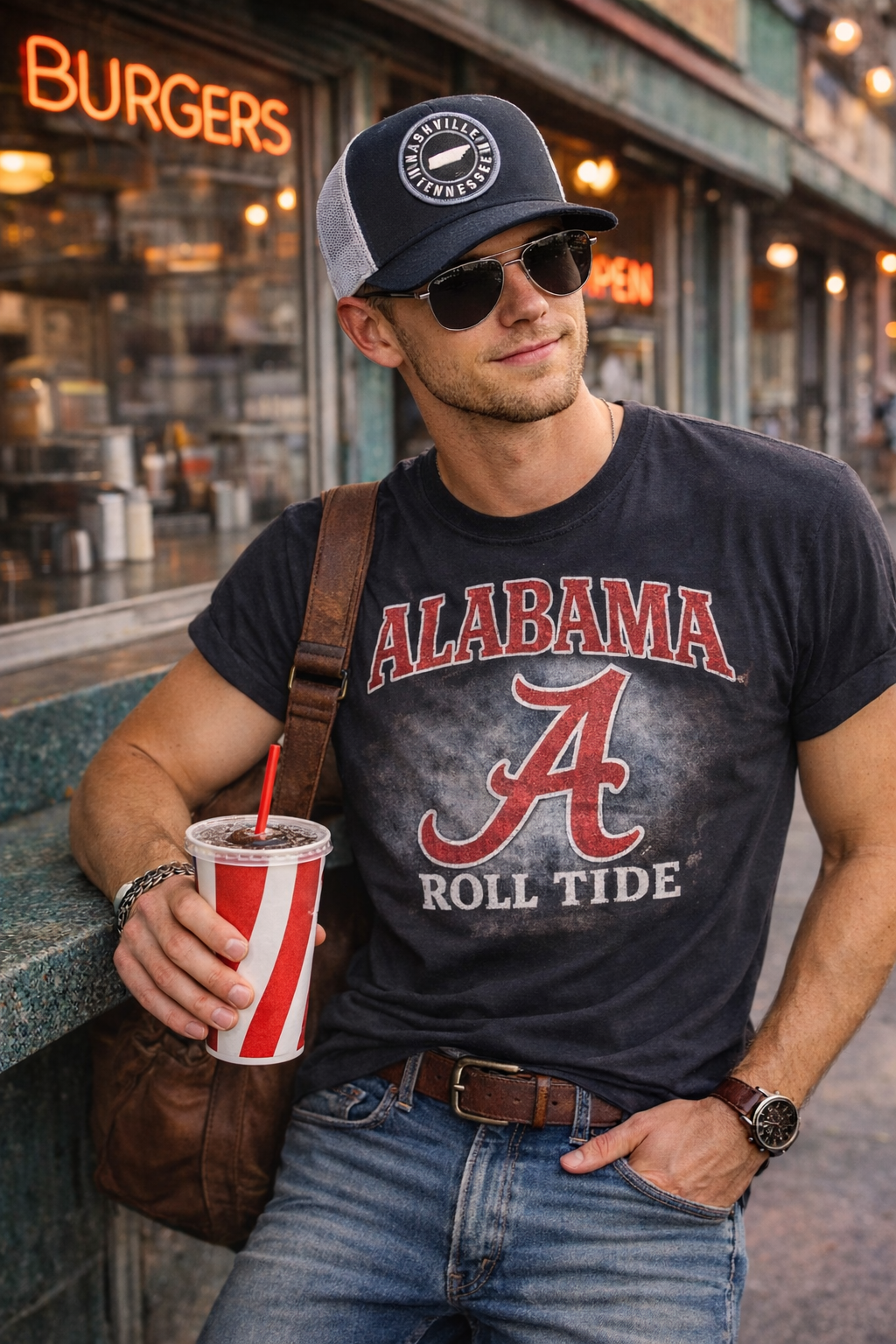 Classic Patched Cap with Nashville Tennessee and shape of Tennessee in the center. Patch is front and center of a snapback cap. This will soon become your favorite cap! Shop now at our Smyrna, TN store or online.