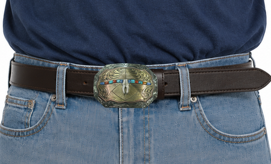 The Tumbleweed Belt Buckle has the ever classic Longhorn design accented with a multi colored stones. A Classic Western belt buckle at it&