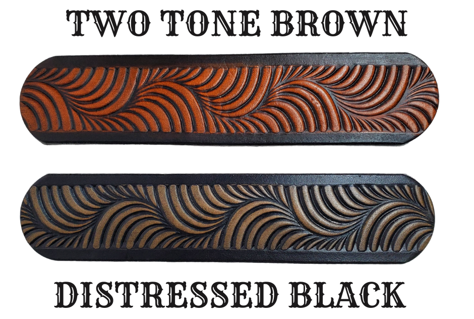 Named after it's swirly pattern it's crafted from full grain American vegetable tanned cowhide, this 1 1/2" belt boasts an antique nickle plated solid brass buckle and smooth, burnished painted edges. Name customization is available with a maximum of 10 letters. The buckle snaps in place for effortless changing if desired. Produced in our Smyrna, TN, USA shop. 