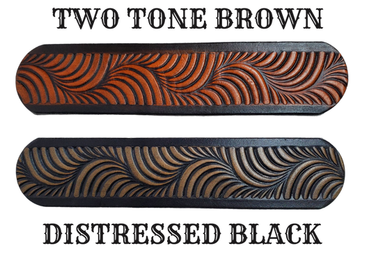 Named after it's swirly pattern it's crafted from full grain American vegetable tanned cowhide, this 1 1/2" belt boasts an antique nickle plated solid brass buckle and smooth, burnished painted edges. Name customization is available with a maximum of 10 letters. The buckle snaps in place for effortless changing if desired. Produced in our Smyrna, TN, USA shop. 