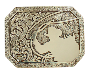 The Roper is a western-style rectangle, bedecked with an oozin' scroll design. It draws the eye with an Antique silver hue, measuring approximately 2 3/4" tall x 3 3/4" wide and fits 1 1/2" belts. Get it in Smyrna, TN (just outside Nashville) or shop online! Imported 
