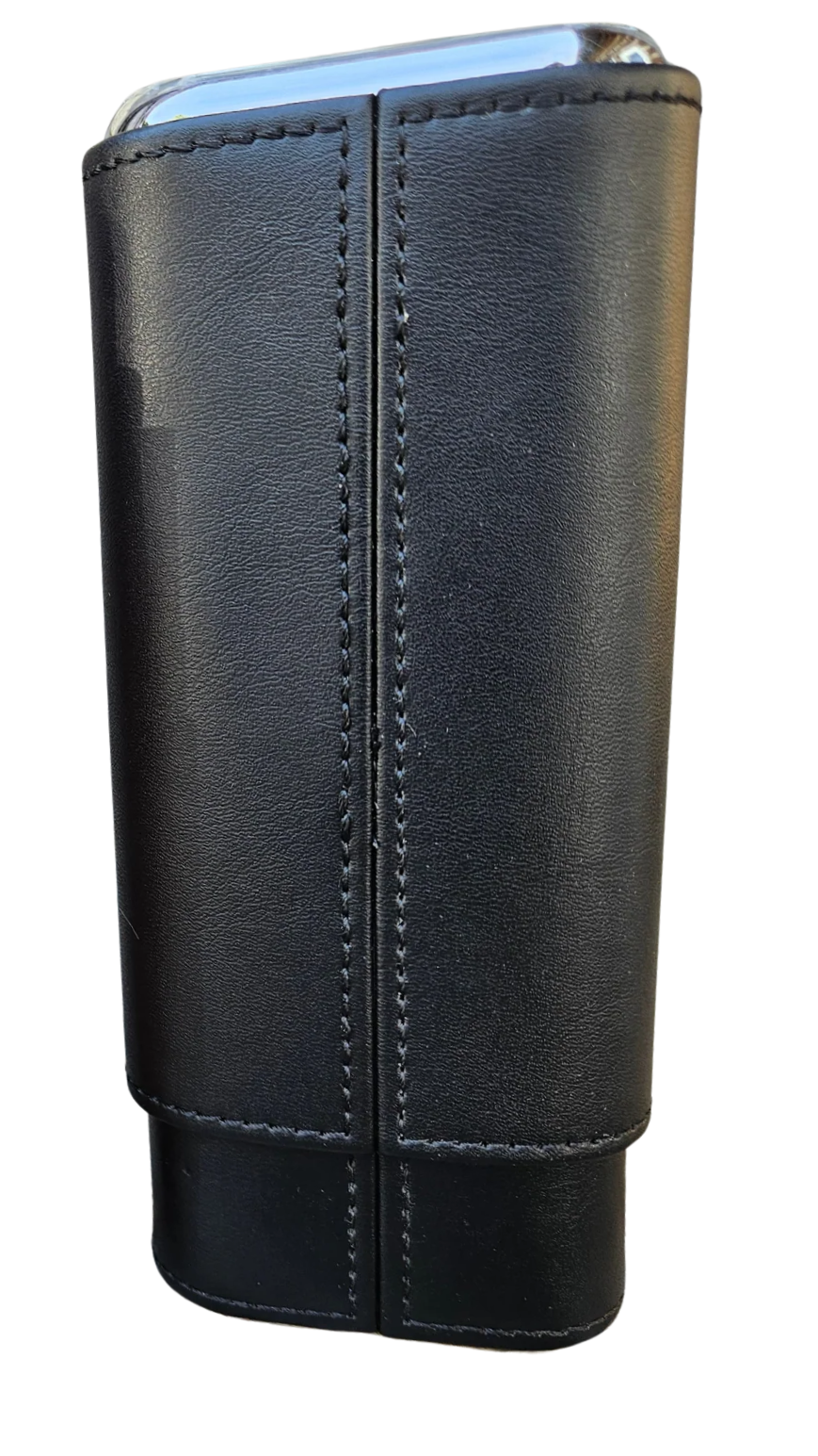 The Humidor Leather Cigar Case, with Cedar Wood Lining Cigar Humidor. Includes a Silver Stainless Steel Cutter Holding max length 6.5 inches and up to ring gauge 52 in. Perfect Gift For Husband ,Boy friend, Groomsmen, Boss, Father, Any Cigar Lovers Very suitable for gifts to friends, dads, grandpa and cigar smokers. Now stocked at our Smyrna, TN shop close to Murfreesboro.

Dimensions: 7 x 3.6 x 1.4
Easy carry for traveling