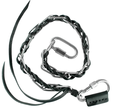The Interstate Leather and Steel makes for a Rugged yet classic look. The Stainless Steel chain has Leather laced thru the links to create a edgy Rocker/Biker look. Stainless Steel is durable yet always looks great. Get yours at our Smyrna, TN store not far from Nashville.

24"Length