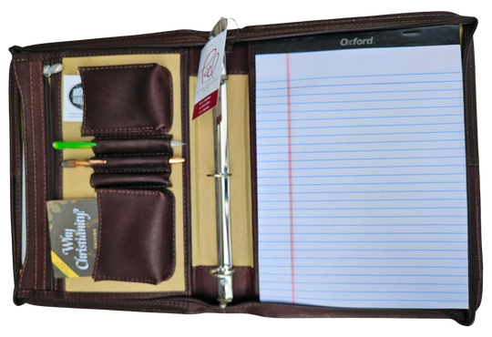 The Metropolitan 3 Ring Binder Padfolio will give you the confidence needed for your important meeting. Constructed with Naked leather, very soft with a natural feel. This Leather improves with age as it absorbs the oils from your hands and assumes a classic, worn look over time. Part of our new Home and Office category. Stop by our Smyrna, TN store and see for yourself.