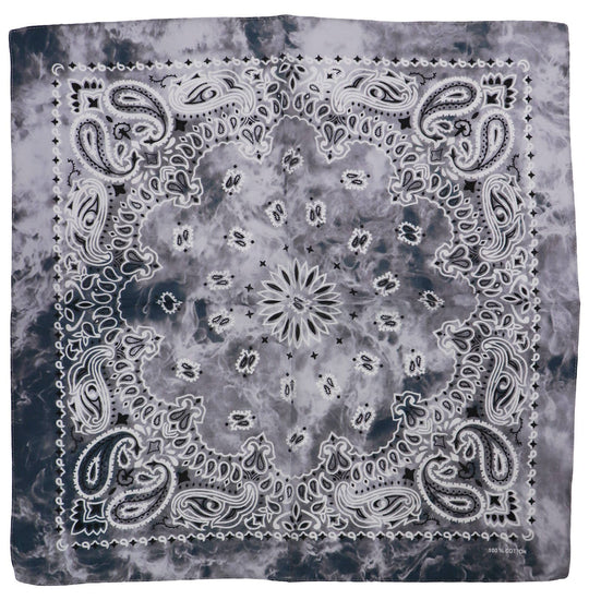 Vibrant Tie-Dye Marble Paisley Print Light-Weight Square Cotton Bandana. These tie-dye bandanas feature a classic paisley print with a vibrant, marbled dye pattern, offering a stylish twist on a timeless design-perfect as a head wrap, face mask, hanky, or scarf for everyday wear or bold street-style looks. In Stock at our Smyrna, TN shop not far from Murfreesboro.

Dimensions: 20.5" * 20.5" * 0.1"
100% Cotton