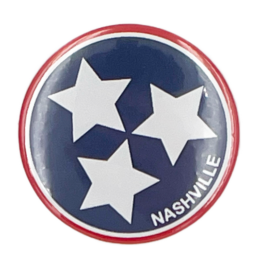 Tristar Nashville refrigerator magnet with a diameter of 2.25". This is a durable and functional fridge magnet featuring a high-gloss, weather-resistant finish, a heavy magnet back and high quality, full color face print on brilliant white paper stock for the best quality. Available in or Smyrna Tn shop, not far from Nashville.