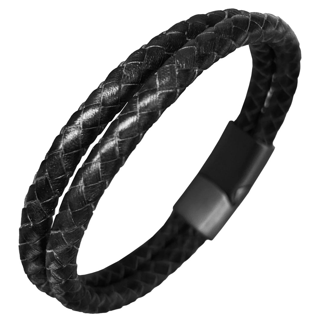 Up your cool game with these braided leather bracelets. The magnetic clasps holds it in place on your wrist. Each Leather cord is approx. 3/16" in diameter and available in Black or Brown. Approx. 8" length