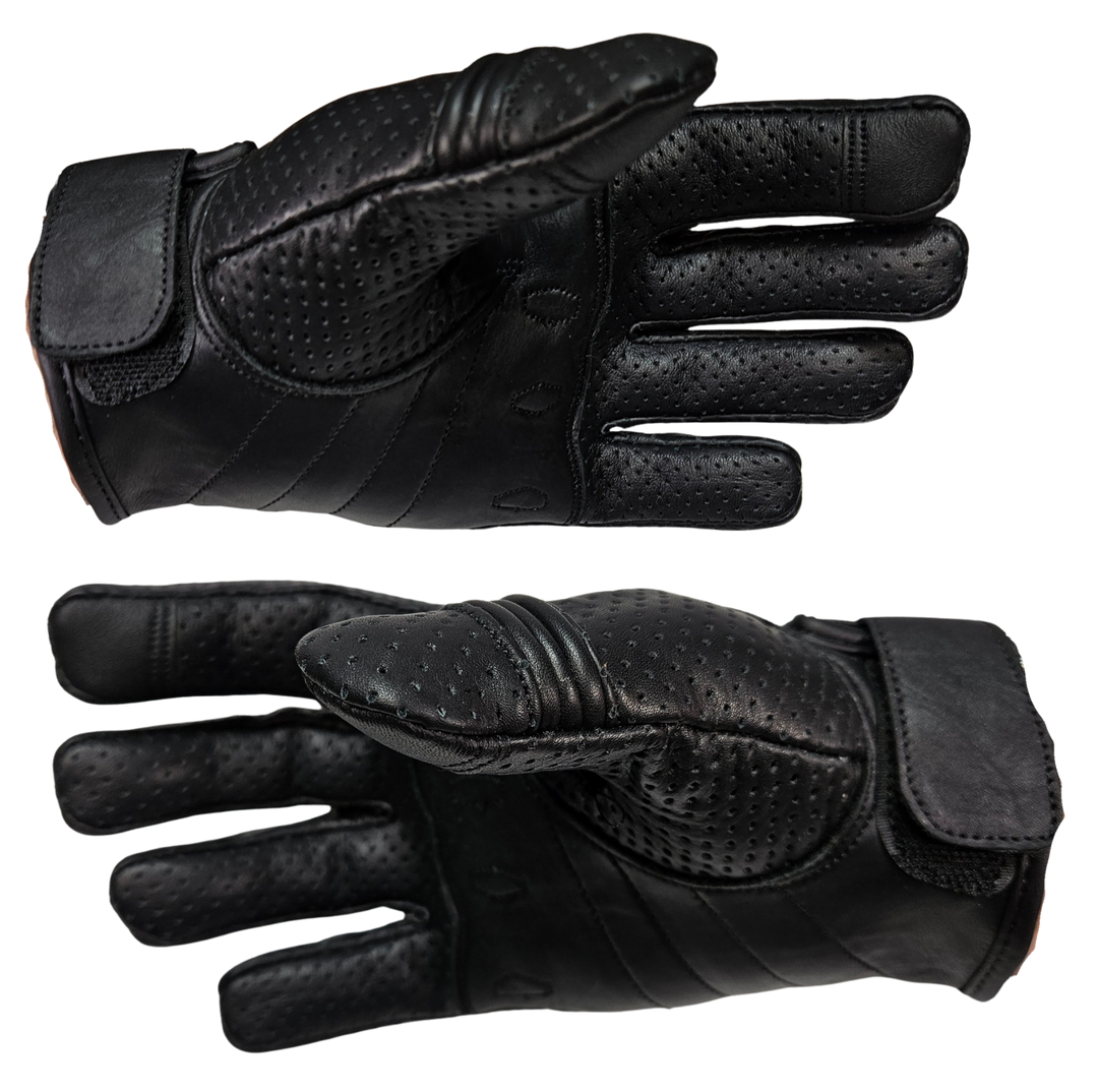 Perforated leather gloves are a cool take on riding gloves. The Perforated soft leather creates a comfortable fit that will become your favorites. Hook and loop strap to tighten the fit around your wrist. Now stocked at our Smyrna, TN shop.&amp;nbsp;

Sizes S-5X