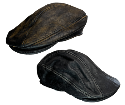 Defy convention in a classic DISTRESSED LEATHER DRIVERS CAP in Black or Brown. Made from premium cowhide leather with an elastic headband for a perfect fit. Available in S/M or L/XL. Get your adventure started with our Smyrna TN shop, just a short drive from the heart of Nashville! See sizing info below.