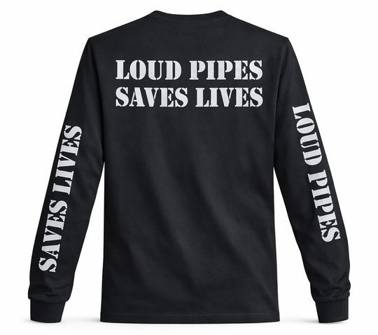 Make a statement with the REFLECTIVE design on our Loud Pipes Saves Lives long sleeve shirt. Crafted from soft, lightweight cotton &amp; polyester blend, it features bold "Loud Pipes Save Lives" graphics on the back, LOUD PIPES down right sleeve, SAVE LIVES down the left sleeve. Now stocked in our Smyrna, TN shop, just a short ride from Bumpus HD in Murfreesboro. Sizes S-4X.