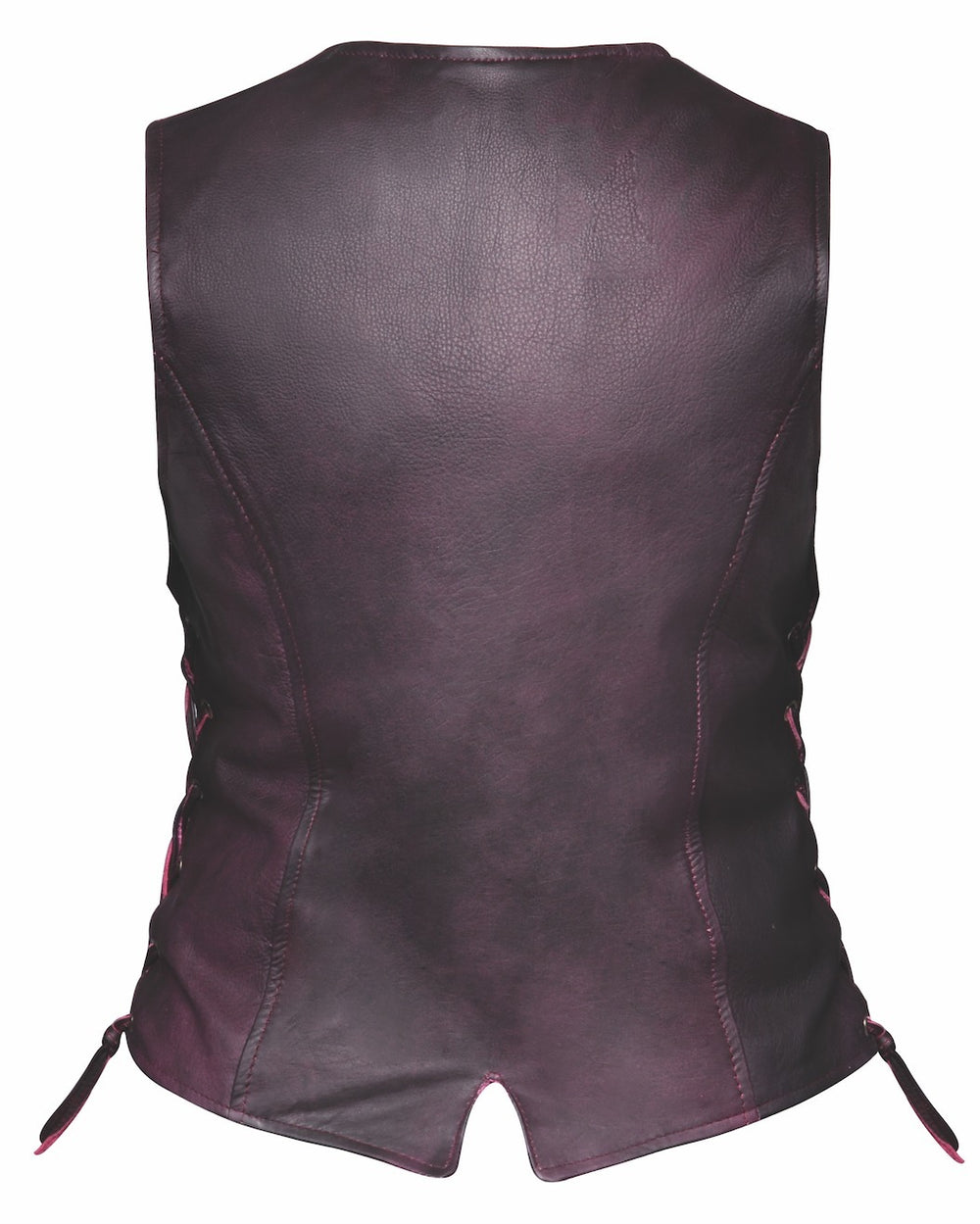 This ladies' vest features a soft purple color, V-neck design, and lace detailing on the sides for a casual and comfortable look. Made from lightweight Lambskin. The 3 panel pack and snap front closure add to the practicality of this vest. Not to mention, the V-notch on the lower back ensures a perfect fit. Visit our leather shop in Smyrna, TN, near Nashville, and choose from sizes small to 5x.