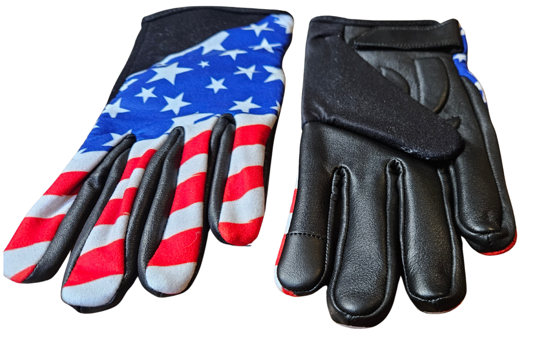 USA RWB Flag gloves are a new take on riding gloves. The soft leather palms combined the printed soft cotton tops create a comfortable fit that will become your favorites. Now stocked at our Smyrna, TN shop.

Sizes S-5X