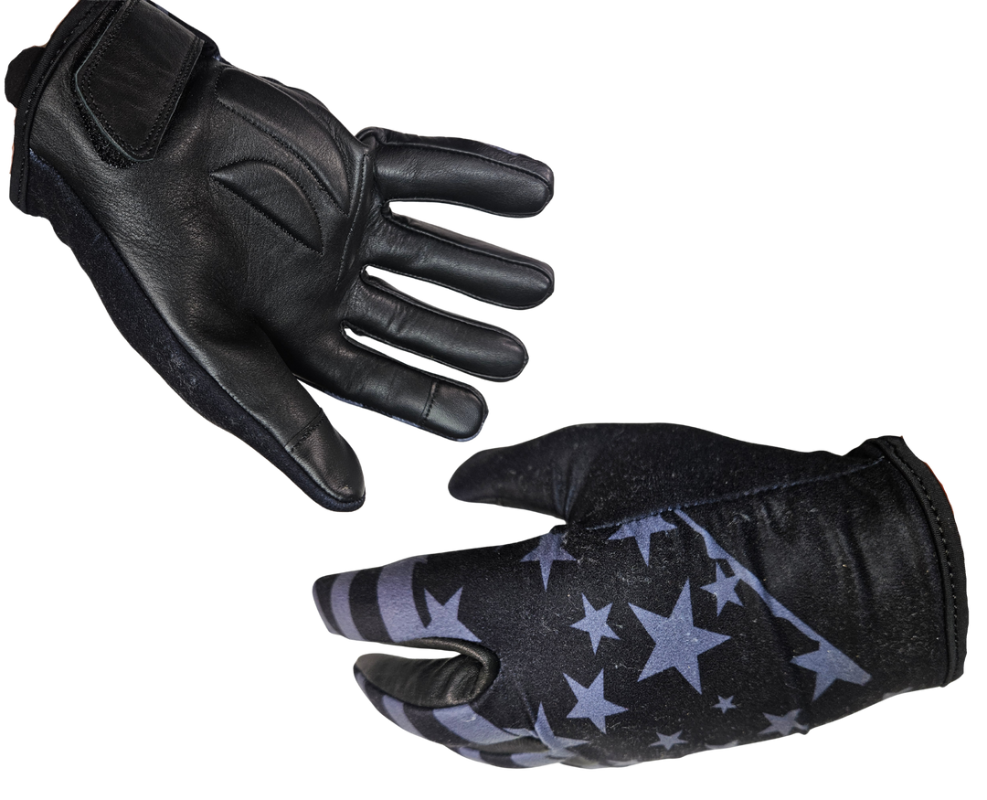 USA Subdued Flag gloves are a new take on riding gloves. The soft leather palms combined the printed soft cotton tops create a comfortable fit that will become your favorites. Now stocked at our Smyrna, TN shop.

Sizes S-5X
