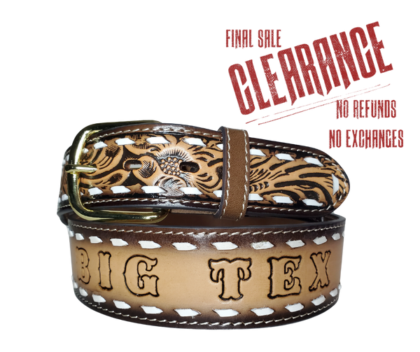 【03】 Single loop western leather belt Looper Western Style Tooled Leather Belt, 34, with Silver