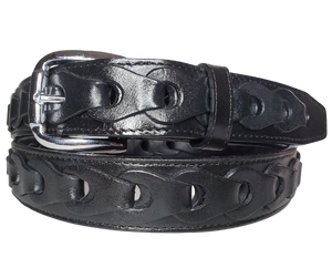 Experience superior comfort with "The Valencia" Casual Dress Belt. Crafted with real leather pieces woven together, this 1 1/4" belt is designed to last while keeping your style elevated. Perfectly suited for any business casual look. Available online or for purchase at our shop just outside Nashville in Smyrna, TN.  We don't make this made in Mexico belt but it's Buckle and Hide Approved.