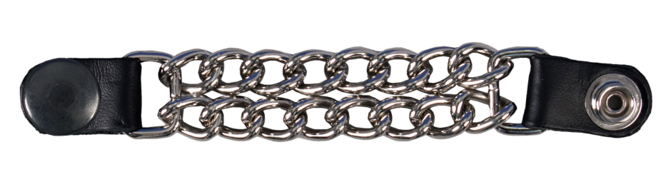 Vest Chains...a great accessory for your vest. Sure they look great but they offer some great options for your riding. In our experience most folks will use at least 2 but some will go with 4, it's your choice. We offer the basic chrome plated and the newer powder coated in colors. The average length is approx. 4" -4 1/2"long.