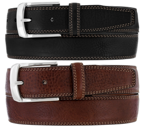 We get all types of people in our shop and we like to offer a variety of Classic Styled Leather belts. This Casual Dress Belt features a tapered edge and tip, Double edge stitch Layered Leather NO fillers Proudly handcrafted in the USA with imported materials in a versatile 1 3/8" width. Available at our Smyrna, TN shop just outside Nashville.   