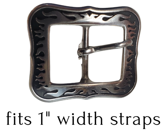 Stainless Steel 1" Width - Fired up and ready to attach to your existing belt. Designed to fit 1" belts and measuring approximately 1 3/4" x 1-7/8", it's available in our shop near Nashville in Smyrna, TN. Limited stock.