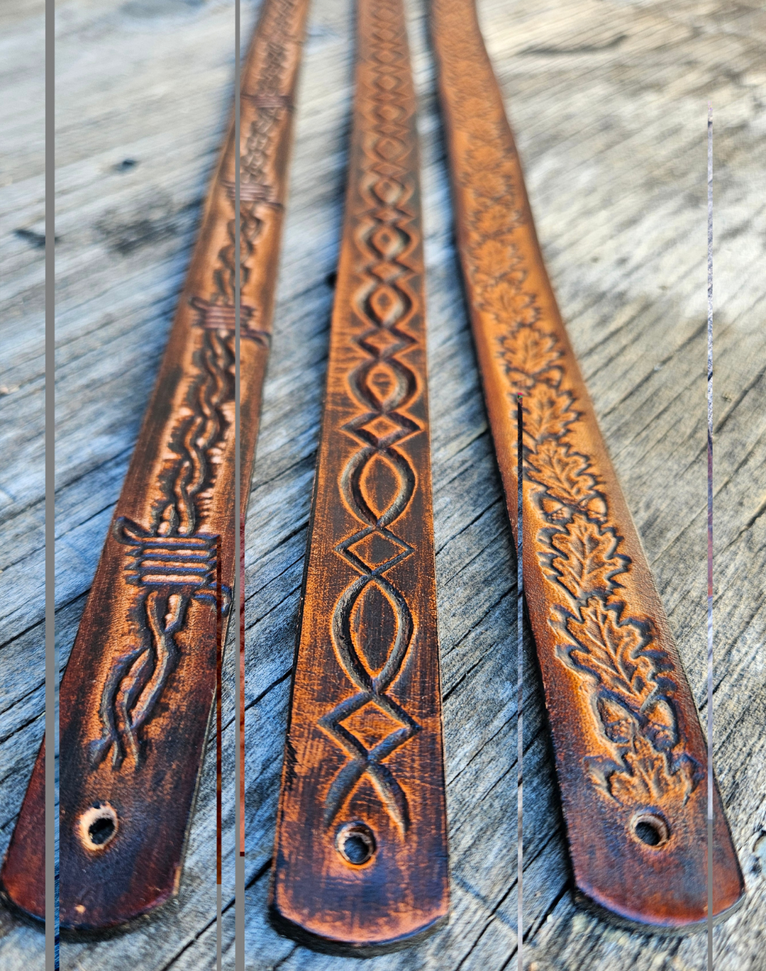 Classic Western Styled, embossed pattern leather hatbands that are 3/4" wide fitting up to size 7 1/2 hat. Fit&