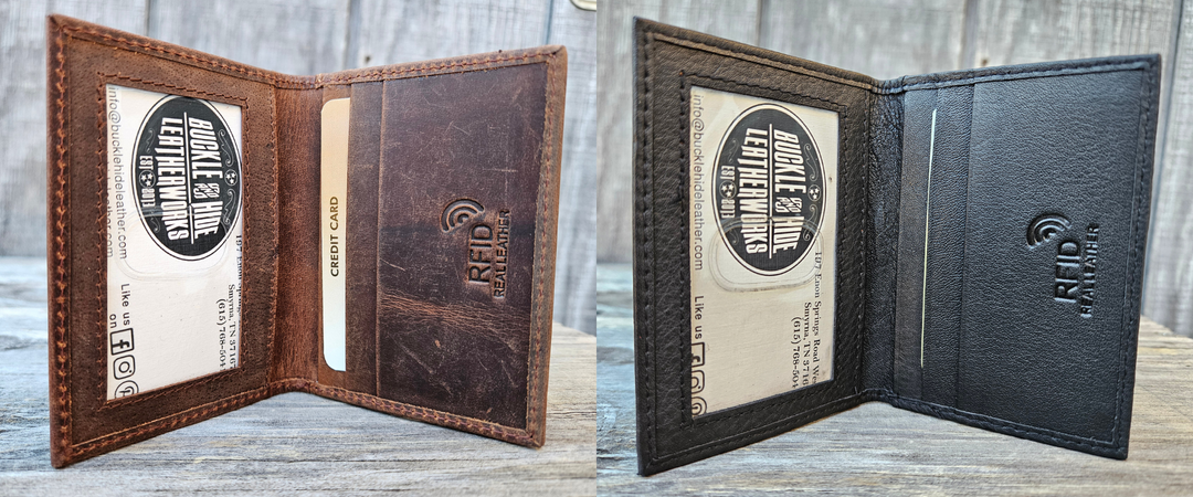 The Winston Front pocket card wallet is great for the minimal attitude but needs to carry a couple extra cards. Inside ID window and three credit card slots, plus an extra slot on outside. RFID blocking lined and Made in India. Approx. Size: 2 3/4’’x 4’’. Available in our Smyrna, TN shop near Sewarts Landing.