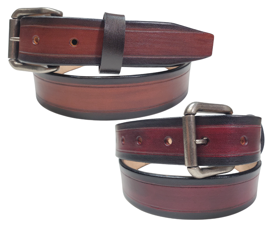 antique silver buckle - The Workspace handmade all leather belt is made from a single strip of Veg-Tan cowhide that is a hand finished Veg-tan that is 9-10 oz., or approx. 1/8" thick. It has a basic Border design that is never out of style! Choose a Antique nickel or Antique Brass finish buckle that is snapped in place. This belt is made just outside Nashville in Smyrna, TN. 