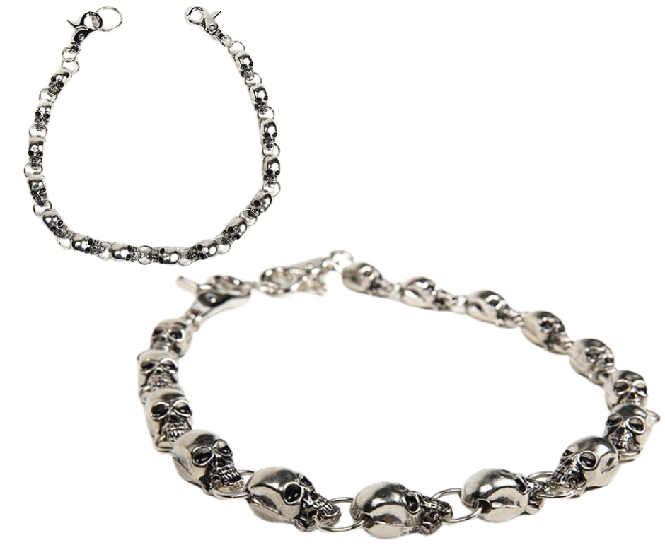 Roll the Bones this weekend when you add this Skulls Wallet Chain to your ripped jeans and your best shirt! Add it to your existing chain on your wallet to really Rock out like James Hetfield! Chrome plated. Ride down and get yours in our shop just outside Nashville in Smyrna, TN. 25" Length