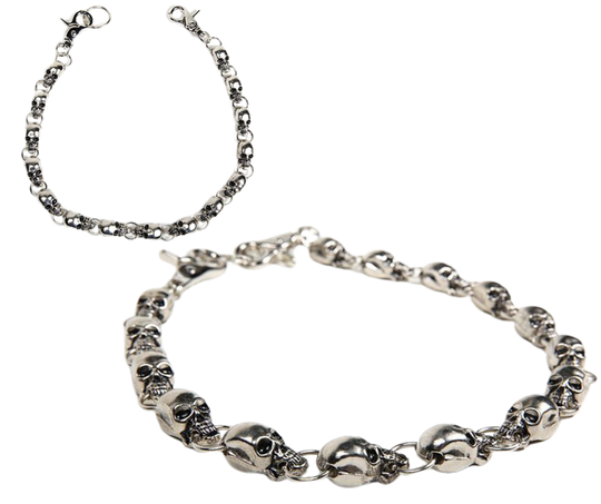 Roll the Bones this weekend when you add this Skulls Wallet Chain to your ripped jeans and your best shirt! Add it to your existing chain on your wallet to really Rock out like James Hetfield! Chrome plated. Ride down and get yours in our shop just outside Nashville in Smyrna, TN. 25" Length