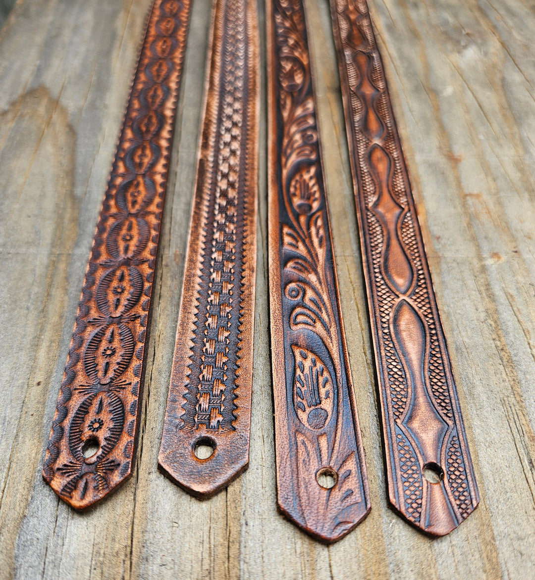 Classic Western Styled, embossed pattern leather hatbands that are 3/4" wide fitting up to size 7 1/2 hat.&amp;nbsp; Fit&
