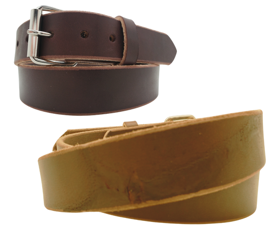 Our 1 1/2" Heavy bridle belt is cut from Sides ( half of the Steer) and sliced into belt strips, holes punched, edges are beveled all in our Smyrna, TN shop just outside of Nashville, TN. Leather is a natural product and color may vary from picture.