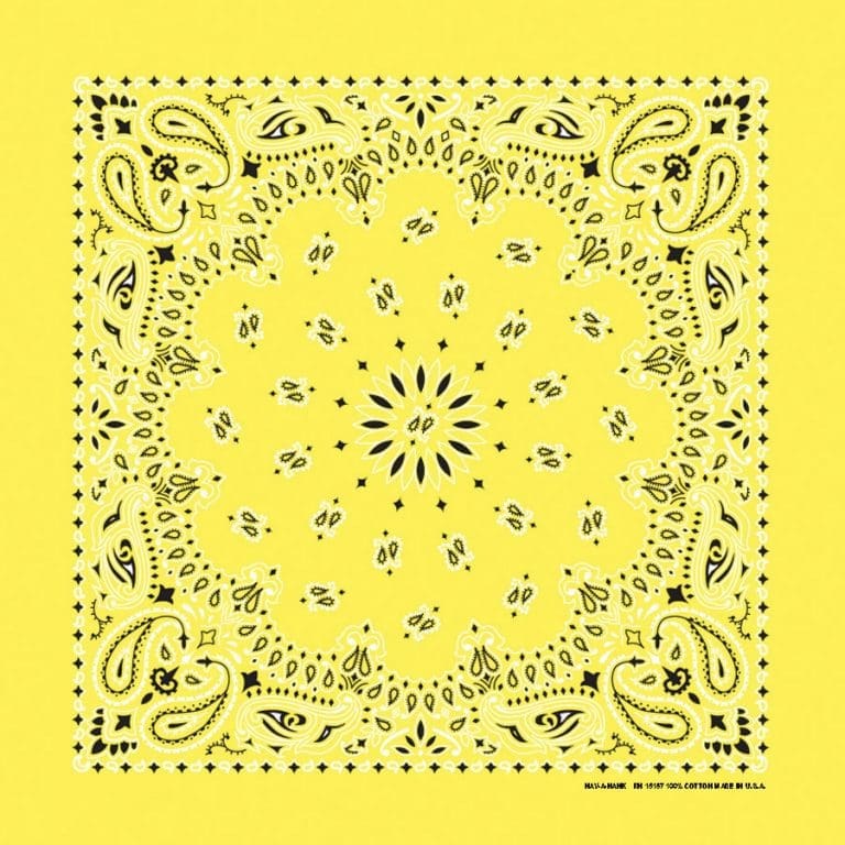 We stock traditional 100% Cotton for a soft and comfortable feel. Made in the USA and approx. 22" x 22", they feature a trademark Paisley design. Bandanas have been around for over 75 years and are still a staple in culture whether it's a farmer, MC, or a Rock star.