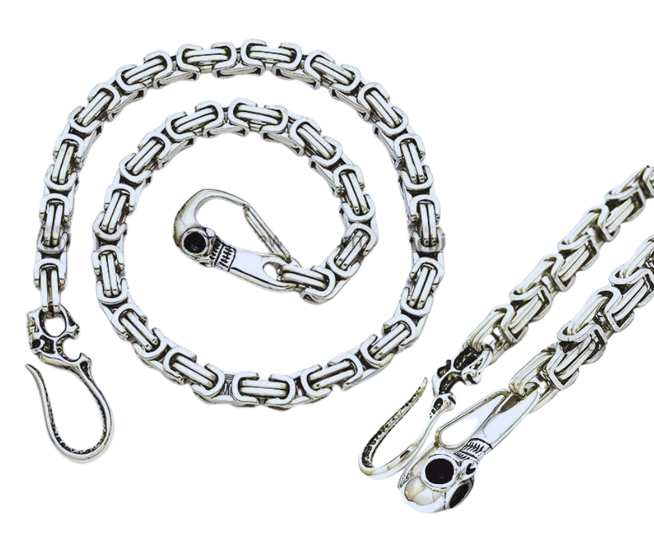 The Captain Hook Stainless Steel Wallet Chain with it's Skull Hook doesn't allow Posers on your watch. You live this every day so you need a Sturdy Stainless Steel Skull Hook and spring Skull holds up under the the stress you put on it daily. This won't chip or peel off, or look like cheap pot metal in a few weeks of what you put it through. Get it right here online or in our shop just outside Nashville in Smyrna, TN.

26" Length, Approx. 3/8" square dia.
Weight 9 oz. Not a wimpy chain!