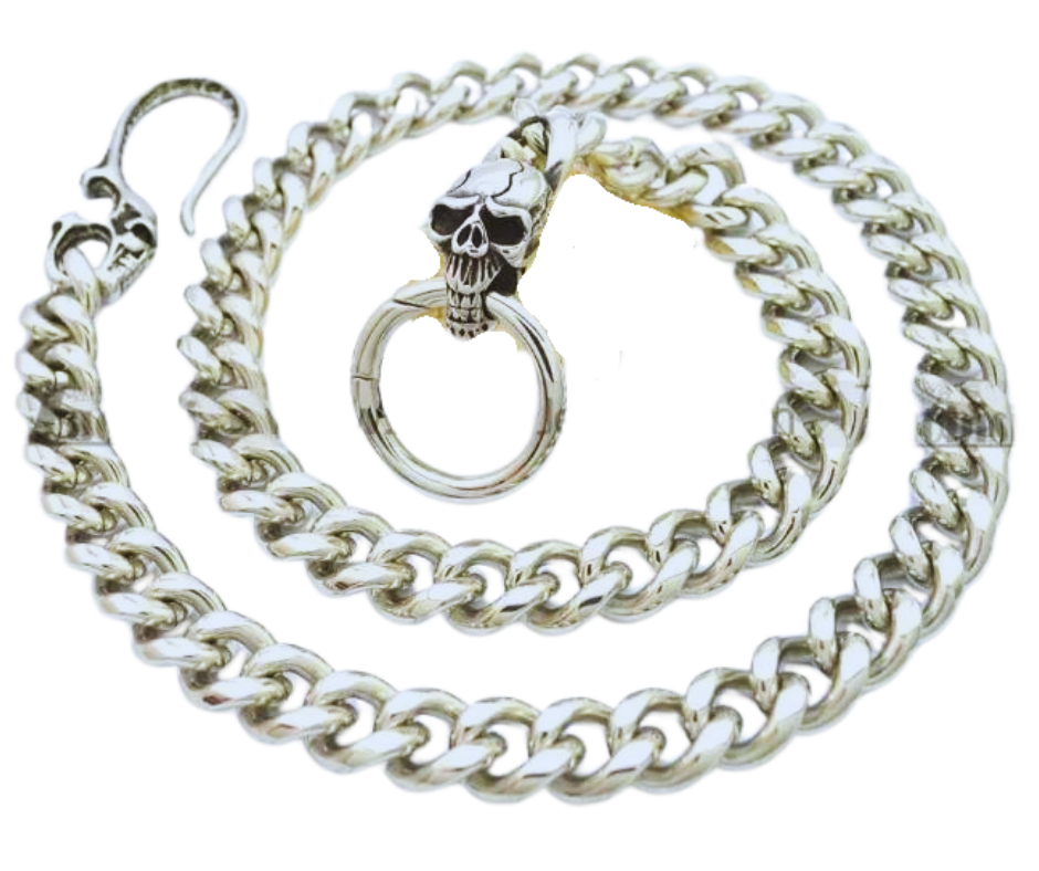 Your wallet chain can now BE AS TOUGH as the roads you travel! STAINLESS STEEL holds up and WILL NOT turn colors like the inexpensive wallet chains. The sturdy FLAT CUBAN STYLE hangs just right on your side. The key ring on one end attaches to your wallet, while the claw clasp on the other end attaches to YOU! Upgrade today!! Available right here online or in our shop just outside Nashville in Smyrna, TN.

28" Total Length
Weight 7.5 oz.