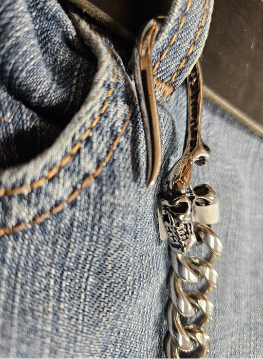 Your wallet chain can now BE AS TOUGH as the roads you travel! STAINLESS STEEL holds up and WILL NOT turn colors like the inexpensive wallet chains. The sturdy FLAT CUBAN STYLE hangs just right on your side. The key ring on one end attaches to your wallet, while the claw clasp on the other end attaches to YOU! Upgrade today!! Available right here online or in our shop just outside Nashville in Smyrna, TN.

28" Total Length
Weight 7.5 oz.