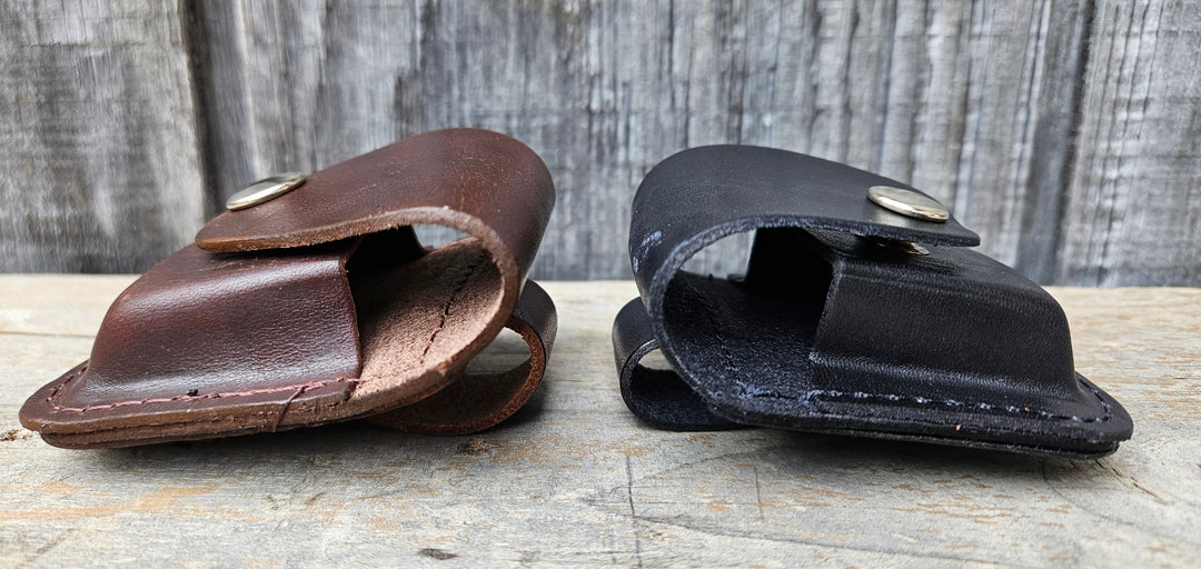 Made in USA Leather Case to hold "Zippo Style" Lighter, belt loop on back . Available in Black or Brown.
