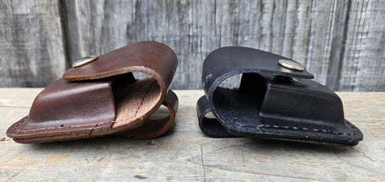 Made in USA Leather Case to hold "Zippo Style" Lighter, belt loop on back . Available in Black or Brown.