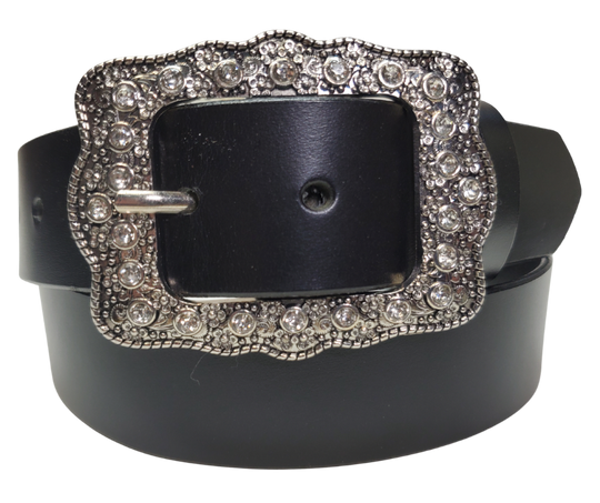 Sparkle up your evening with the Bling It! Leather Belt! Just enough buckle dazzle on a basic Black or Distressed Brown leather to make your outfit pop for ladies night. At 1 1/2" wide, it's the ideal companion for your favorite jeans and boots. Want to switch things up? You can even swap out the buckle! Swing by our Smyrna shop, just a hop and skip from Nashville, to add some shine to your style.