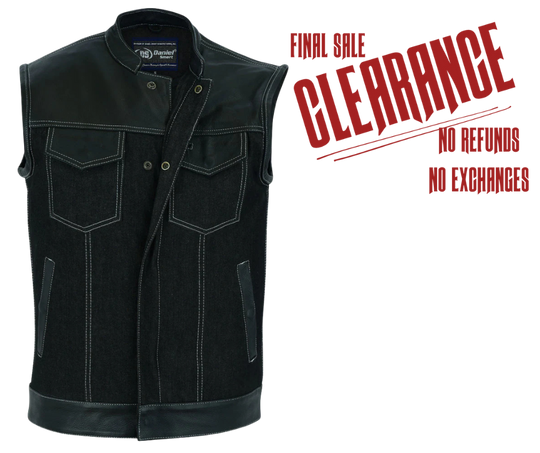 The "Havoc" Club Style Denim/Leather Vest CLOSEOUT!