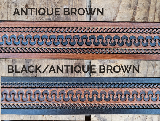 Law Dawg Western leather belt with serpentine and rope pattern personalized with custom name
