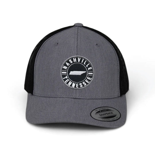 Classic Patched Cap with Nashville Tennessee and shape of Tennessee in the center. Patch is front and center of a snapback cap. This will soon become your favorite cap! Shop now at our Smyrna, TN store or online.