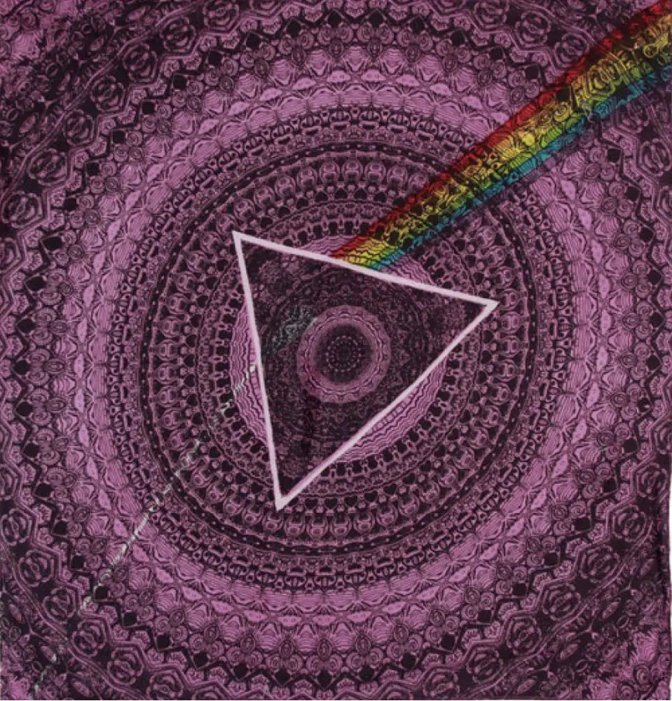 Pink Floyd the Dark side of the Moon shadow bandana. One of the best selling albums of all time. Get yours at our Smyrna, TN shop not far from Murfreesboro.

Choose Black or Purple
22"x 22" square
Made in India