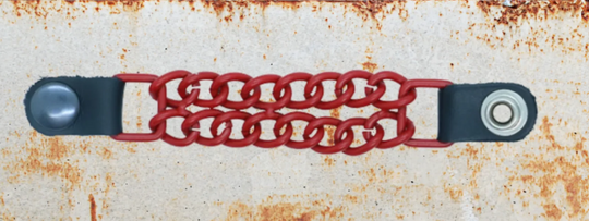 red vest chain with black snap end caps 