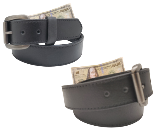 Great for the world Traveler! Hide your important Docs, Cash in the hidden Zippered underside pocket. This soft Buffalo Leather belt will feel good on those long trips. Antique Silver colored buckle that is snapped in for easy removal. Stocked just outside of Nashville in our Smyrna, TN shop. Please see the sizing instructions.