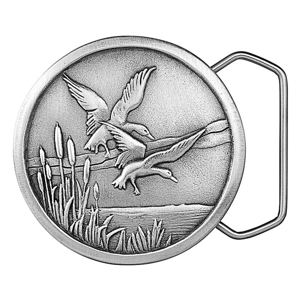 Flying Ducks Belt Buckle Pewter – Buckle and Hide Leather display picture 1