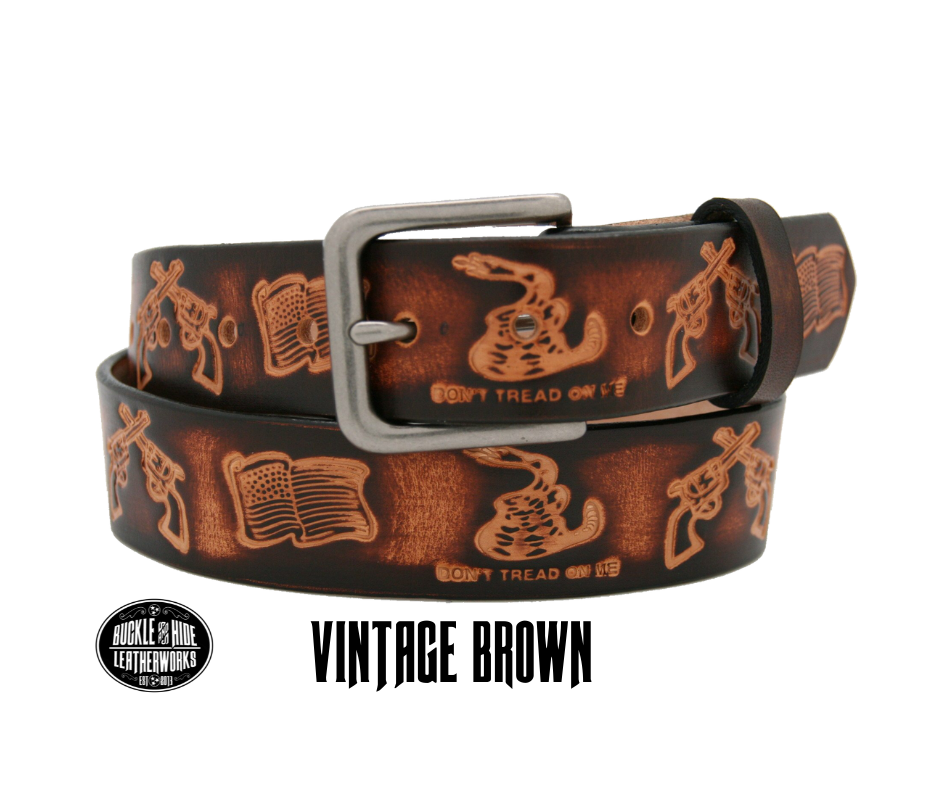 Show off your 2A pride with The 2A 1791 Leather Belt! Handcrafted from thick, veg-tan cowhide at our workshop in the heart of Nashville, this belt is sure to leave a lasting impression. And with an adjustable 1 1/2" width, a quick and easy buckle change-out is never out of the question! Support your 2A– with a name to boot.