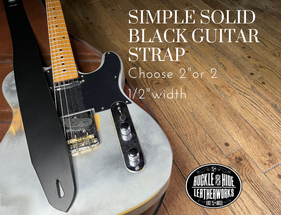 "The CASH" Black Leather Guitar Strap