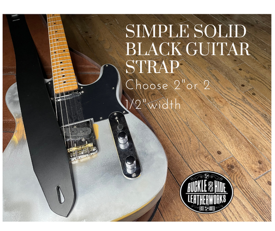 "The CASH" Black Leather Guitar Strap