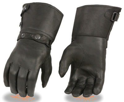 Lightweight Gauntlet Leather Gloves- Premium Anailine Cowhide Thermal Lining Adjustable Wrist Strap Closure & Cuff Snaps Lighter weight Glove XS-3X  Unisex sizing Available in our retail shop in Smyrna, TN, just outside of Nashville.