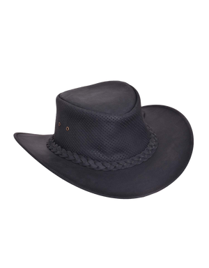 Leather Vented Outback Hat-Leather Aussie/Outback style hat Perforated Top and sides great for summer  M-XL Available in our retail shop in Smyrna, TN, just outside of Nashville.
