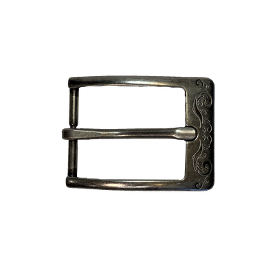 Central City Western 1 1/4 inch buckle-Ornate Antique Silver look without the bigger buckle look feel.  Fits any of our snapped 1 1/4" belts. Available online and in the store in Smyrna, TN.